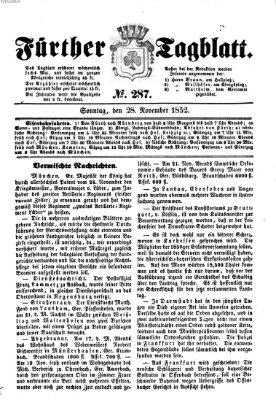 Fürther Tagblatt Sonntag 28. November 1852