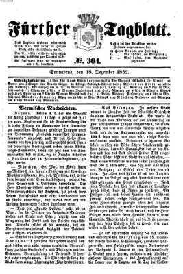 Fürther Tagblatt Samstag 18. Dezember 1852