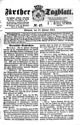 Fürther Tagblatt Mittwoch 23. Februar 1853