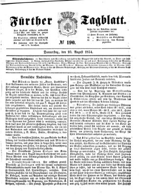 Fürther Tagblatt Donnerstag 10. August 1854