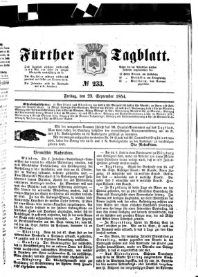 Fürther Tagblatt Freitag 29. September 1854