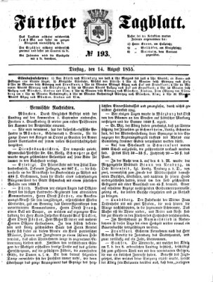 Fürther Tagblatt Mittwoch 15. August 1855