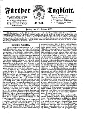 Fürther Tagblatt Freitag 12. Oktober 1855