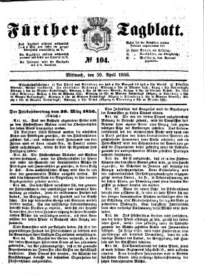 Fürther Tagblatt Mittwoch 30. April 1856