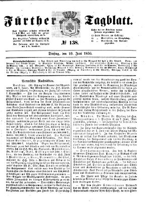 Fürther Tagblatt Dienstag 10. Juni 1856