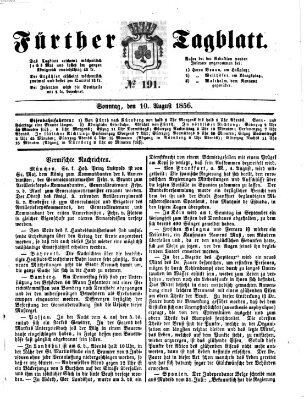Fürther Tagblatt Sonntag 10. August 1856