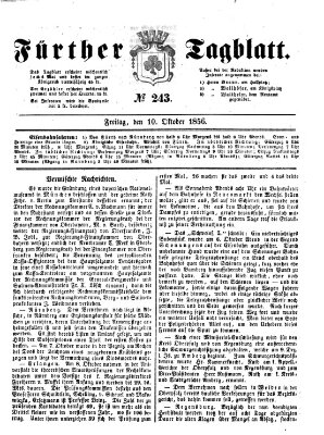 Fürther Tagblatt Freitag 10. Oktober 1856