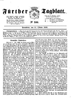Fürther Tagblatt Samstag 11. Oktober 1856