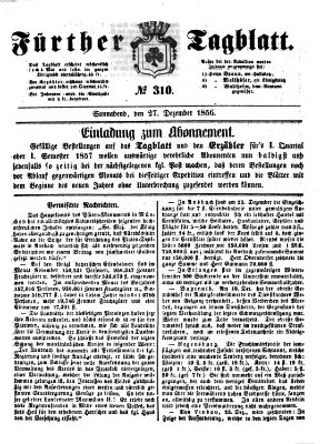 Fürther Tagblatt Samstag 27. Dezember 1856