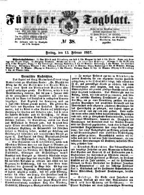 Fürther Tagblatt Freitag 13. Februar 1857