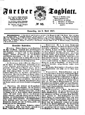Fürther Tagblatt Donnerstag 9. April 1857