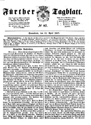 Fürther Tagblatt Samstag 11. April 1857