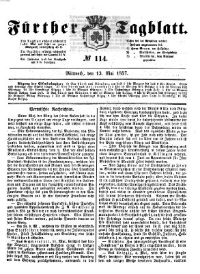 Fürther Tagblatt Mittwoch 13. Mai 1857