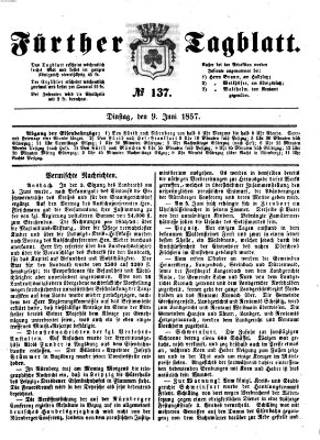 Fürther Tagblatt Dienstag 9. Juni 1857