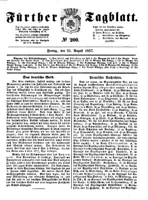 Fürther Tagblatt Freitag 21. August 1857