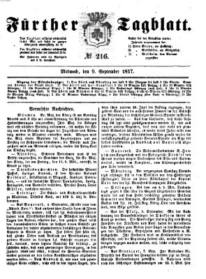 Fürther Tagblatt Mittwoch 9. September 1857