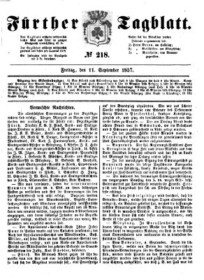 Fürther Tagblatt Freitag 11. September 1857