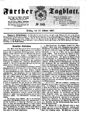 Fürther Tagblatt Dienstag 13. Oktober 1857