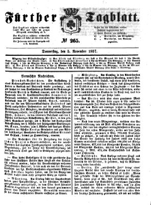 Fürther Tagblatt Donnerstag 5. November 1857