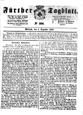 Fürther Tagblatt Mittwoch 2. Dezember 1857