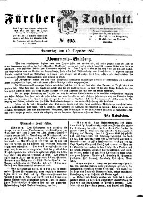 Fürther Tagblatt Donnerstag 10. Dezember 1857