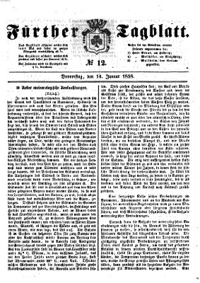 Fürther Tagblatt Donnerstag 14. Januar 1858