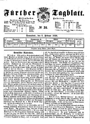 Fürther Tagblatt Samstag 6. Februar 1858
