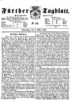 Fürther Tagblatt Donnerstag 4. März 1858