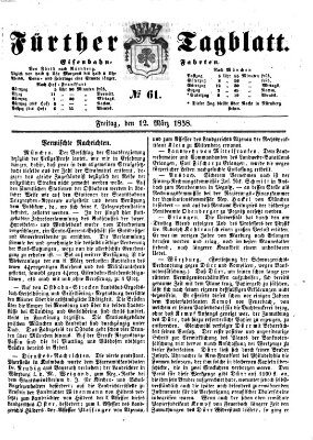 Fürther Tagblatt Freitag 12. März 1858