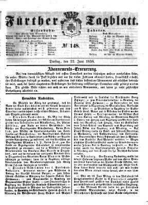 Fürther Tagblatt Dienstag 22. Juni 1858