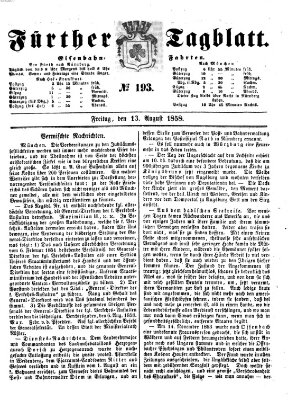 Fürther Tagblatt Freitag 13. August 1858