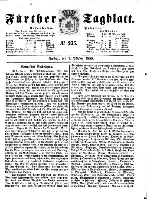 Fürther Tagblatt Freitag 1. Oktober 1858