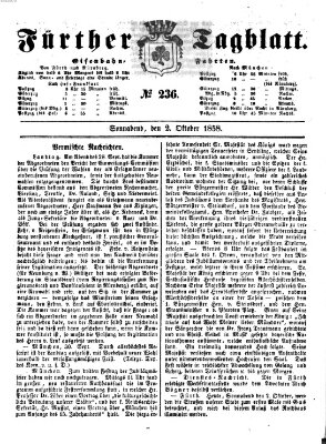Fürther Tagblatt Samstag 2. Oktober 1858
