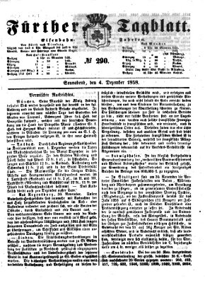 Fürther Tagblatt Samstag 4. Dezember 1858