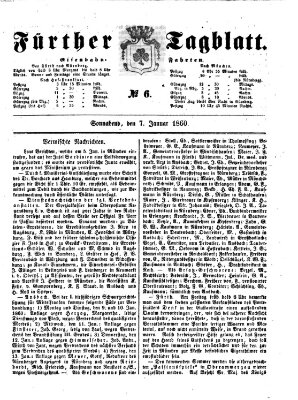 Fürther Tagblatt Samstag 7. Januar 1860