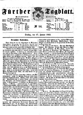 Fürther Tagblatt Dienstag 17. Januar 1860
