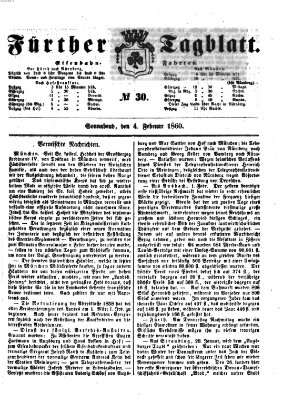 Fürther Tagblatt Samstag 4. Februar 1860