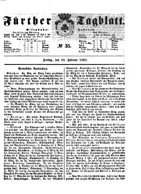 Fürther Tagblatt Freitag 10. Februar 1860