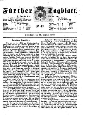 Fürther Tagblatt Samstag 18. Februar 1860