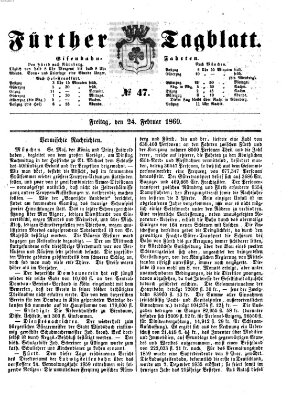 Fürther Tagblatt Freitag 24. Februar 1860