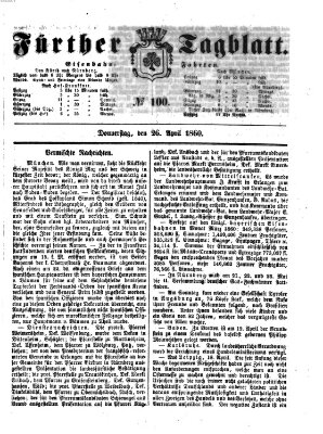 Fürther Tagblatt Donnerstag 26. April 1860