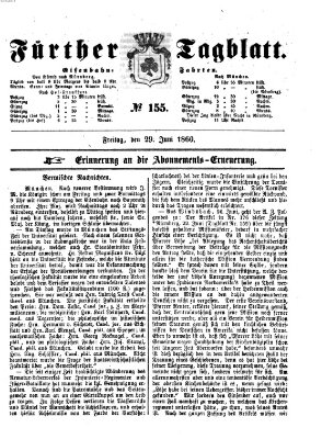 Fürther Tagblatt Freitag 29. Juni 1860
