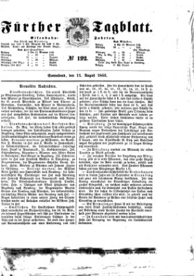 Fürther Tagblatt Samstag 11. August 1860