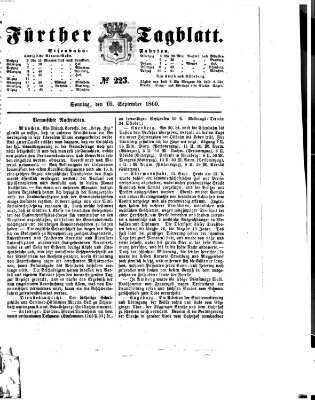 Fürther Tagblatt Sonntag 16. September 1860