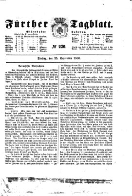 Fürther Tagblatt Dienstag 25. September 1860