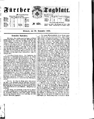 Fürther Tagblatt Mittwoch 26. September 1860