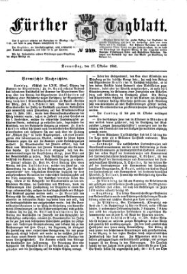 Fürther Tagblatt Donnerstag 17. Oktober 1861