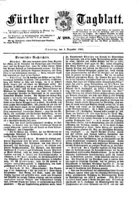 Fürther Tagblatt Sonntag 1. Dezember 1861