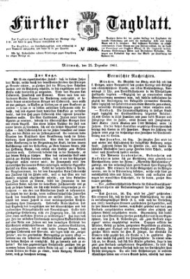 Fürther Tagblatt Mittwoch 25. Dezember 1861