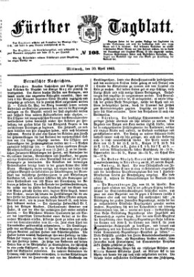 Fürther Tagblatt Mittwoch 30. April 1862